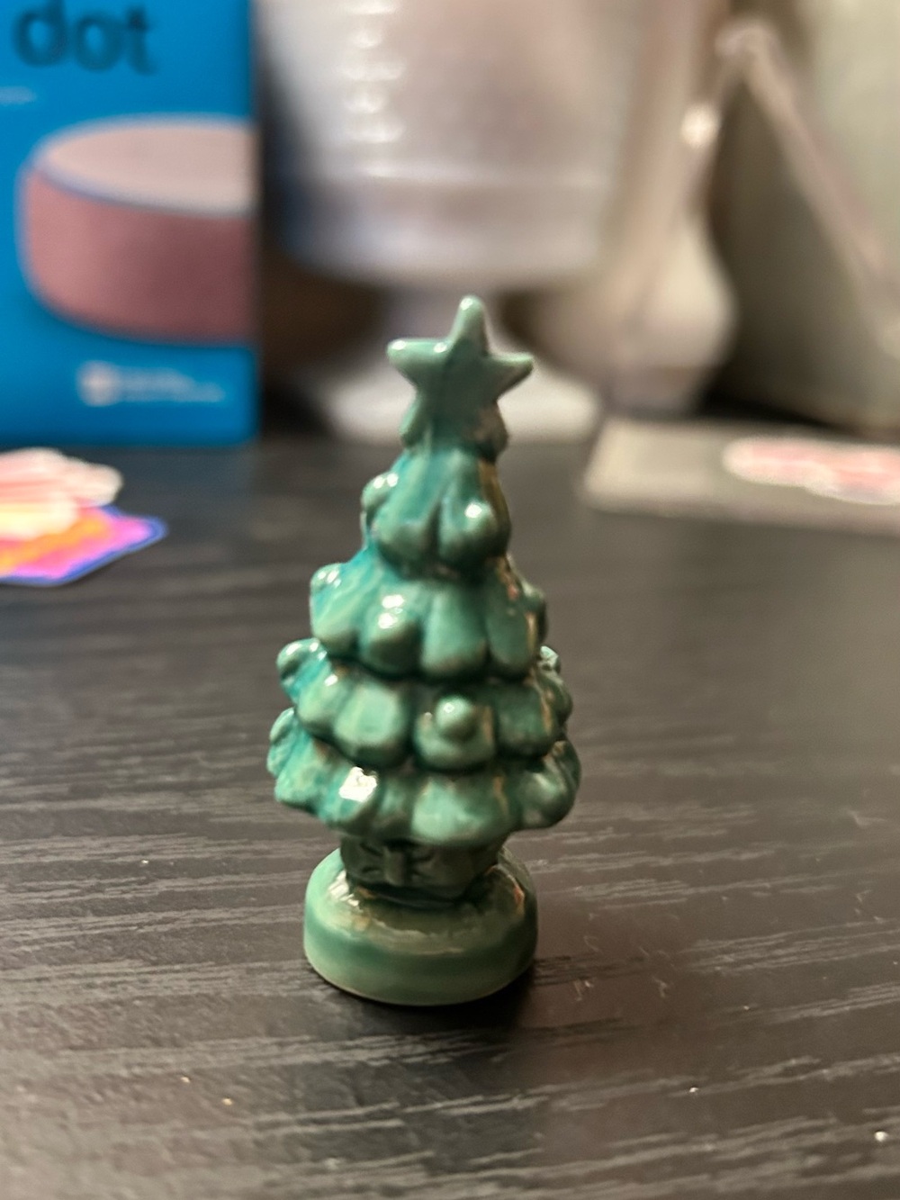 Wade mini Green Ceramic Holiday Tree Ornament - Decorative Table Accent